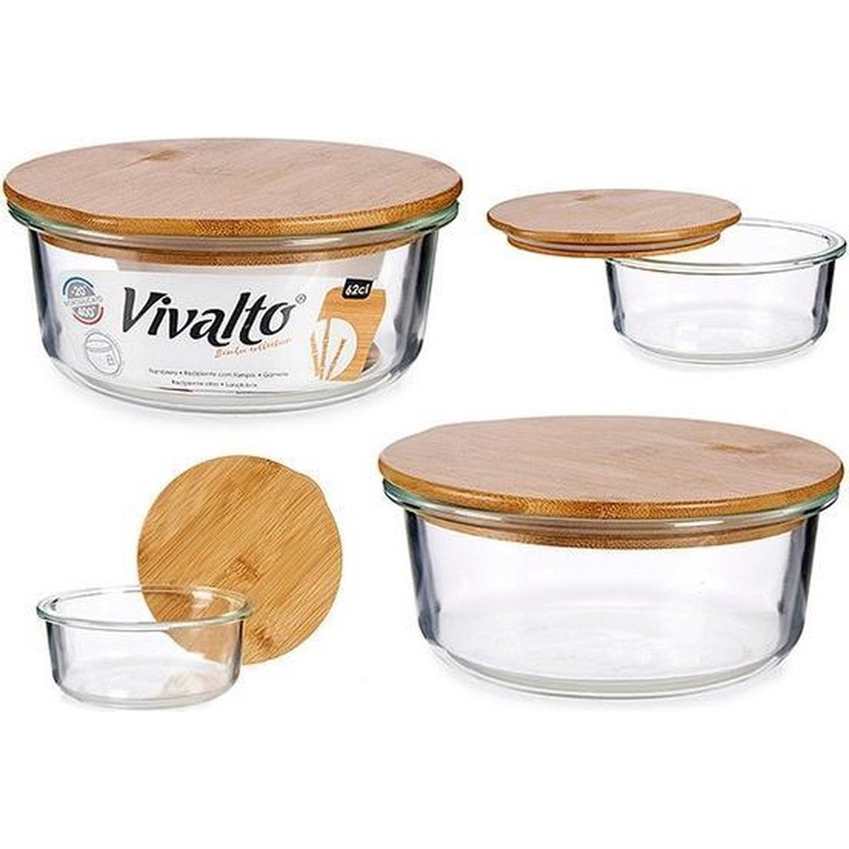 Hermetische Lunchtrommel Bamboe Transparant (15 x 6,5 x 15 cm)