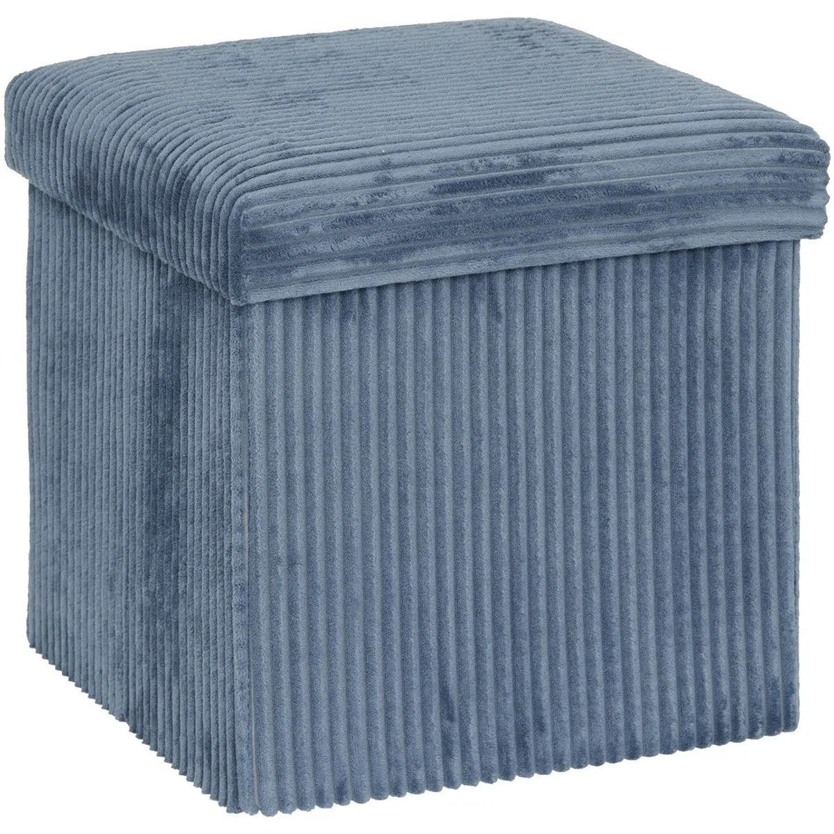 Hocker / Poef Essestial Ribcord - opvouwbaar - blauw - MDF/polyester - 38 x 38 cm - met opbergruimte - extra zitplaatsen - MODESTNOVA
