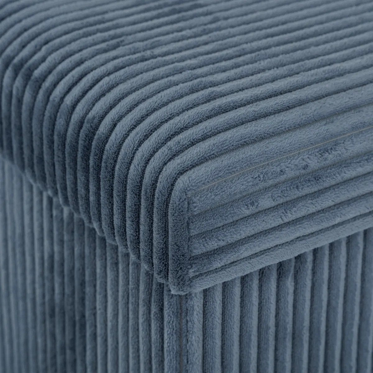 Hocker / Poef Essestial Ribcord - opvouwbaar - blauw - MDF/polyester - 38 x 38 cm - met opbergruimte - extra zitplaatsen - MODESTNOVA