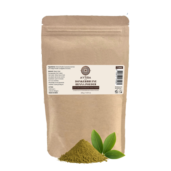 AYTIRA Dunkelbraunes Henna-Pulver – 100 % natürliche Haarfarbe – 200 g – Lawsonia & Indigo – Vegan & frei von Chemikalien