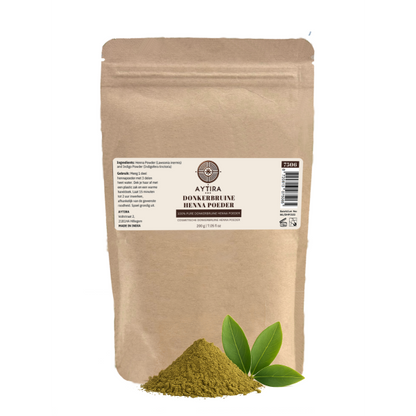 AYTIRA Dunkelbraunes Henna-Pulver – 100 % natürliche Haarfarbe – 200 g – Lawsonia & Indigo – Vegan & frei von Chemikalien