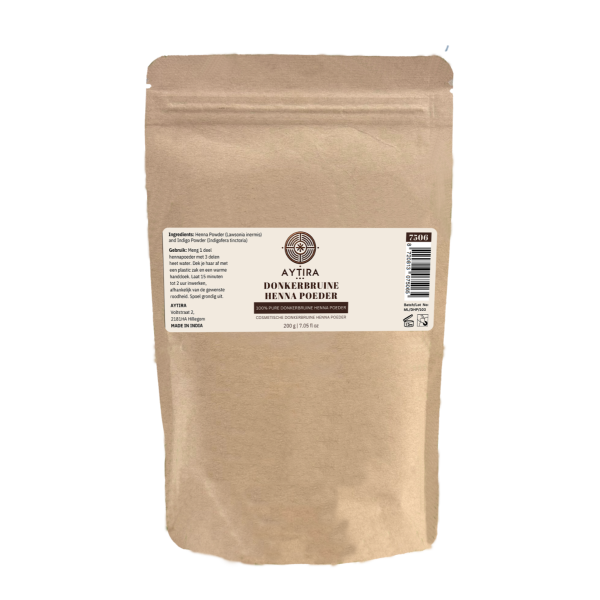 AYTIRA Dunkelbraunes Henna-Pulver – 100 % natürliche Haarfarbe – 200 g – Lawsonia & Indigo – Vegan & frei von Chemikalien