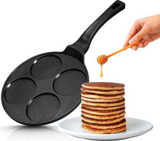 Pfanne für Pfannkuchen mit 4 Formen, Antihaftbeschichtung, in Marmoroptik