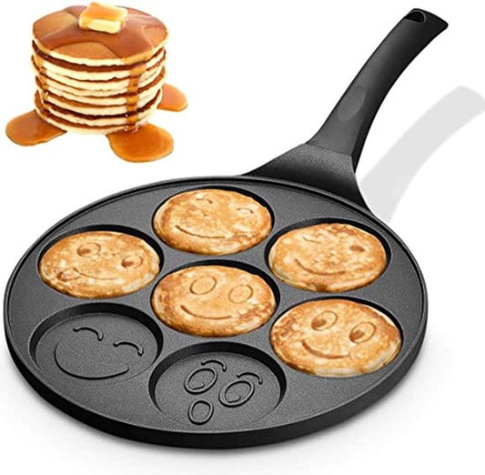 Smile Pancakepfanne für Pancakes/Eier – Schwarz – Ø26 cm – Smile-Design – Antihaftbeschichtung – 7 Formen