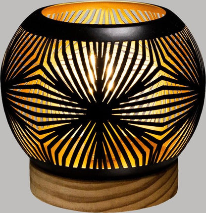 Tischlampe im Kugel-Design, Ø14,5 x 13,5 cm – Batteriebetrieben (Batterie nicht enthalten) – Schwarz