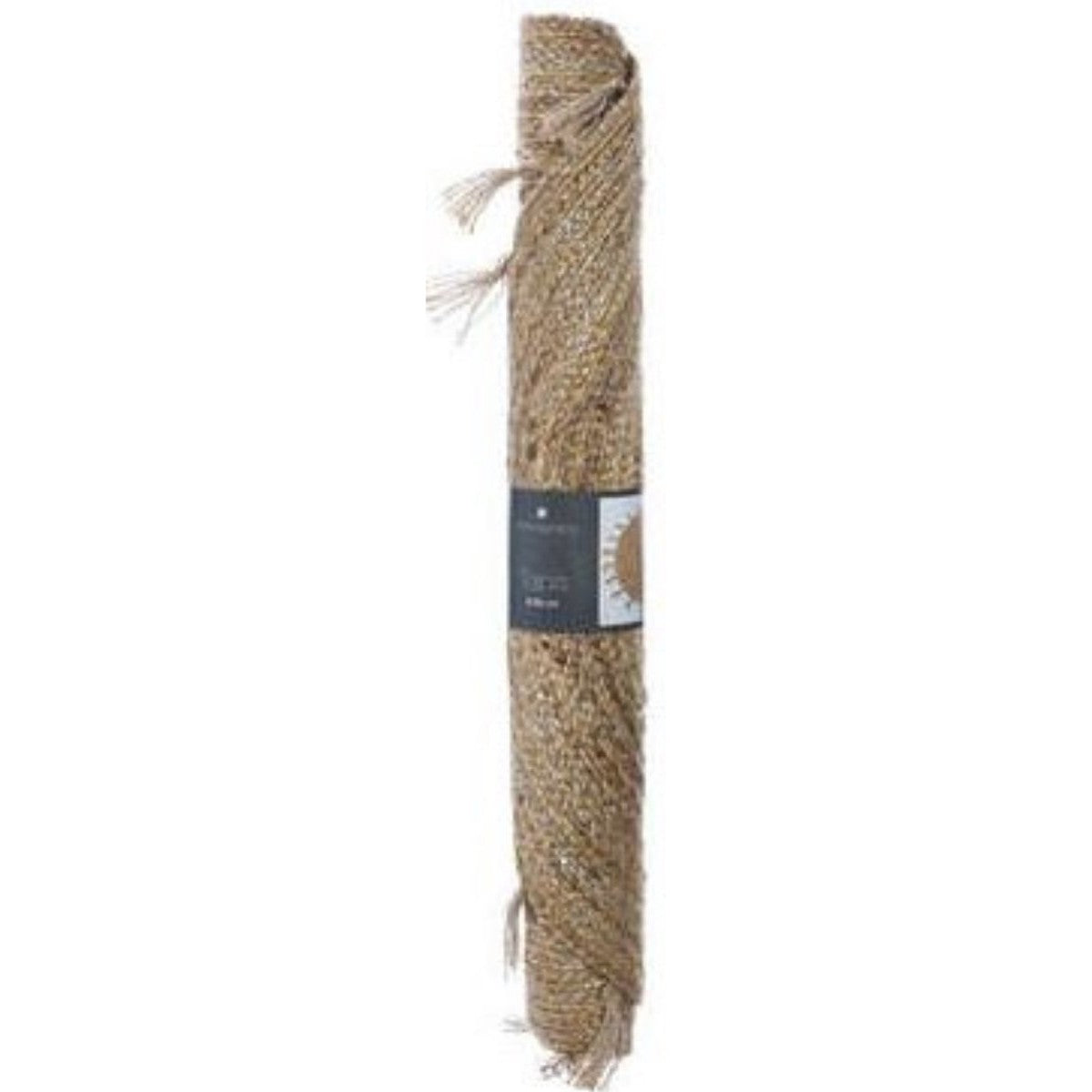 Jute Vloerkleed Naturel met Goud 80cm | Klein rond Vloerkleed | Vloerkleed Naturel/Goud met franjes