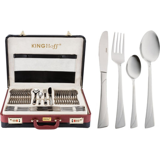 KINGHOFF 3515 - luxe bestekset koffer - 72 delig - 12 persoons - Modern bestek
