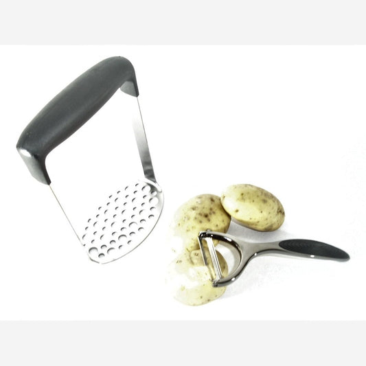 KINGHOFF -Professionele aardappelstamper + dunschiller met comfortabele anti-slip handgreep - vaatwasbestendig