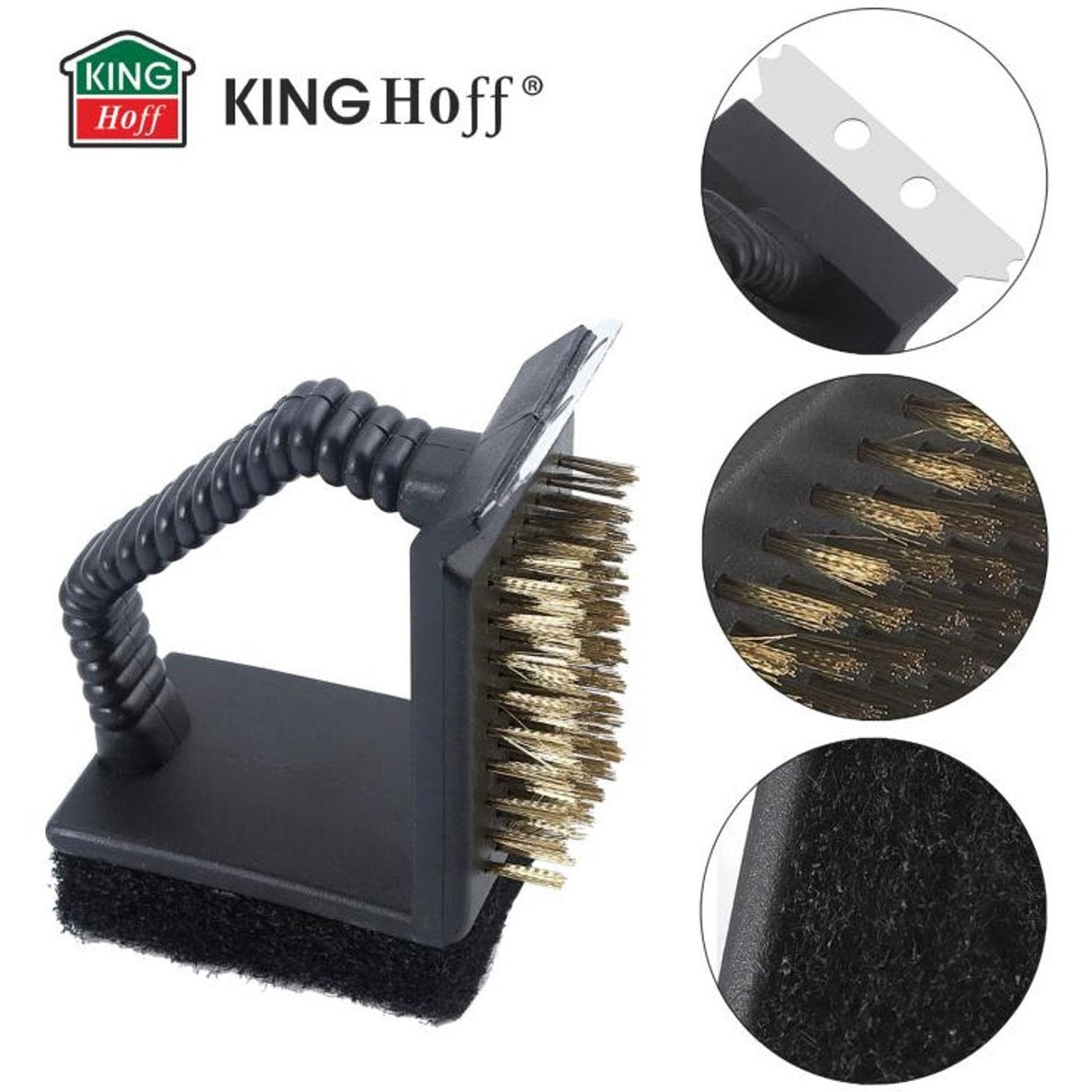 KINGHoff Grill Cleaning Brush KH-1913 – 3-in-1 Set (Scraper, Sponge & Brush) voor Effectief Grillonderhoud - Barbecue Borstel - BBQ Spons - Barbecue Reiniging