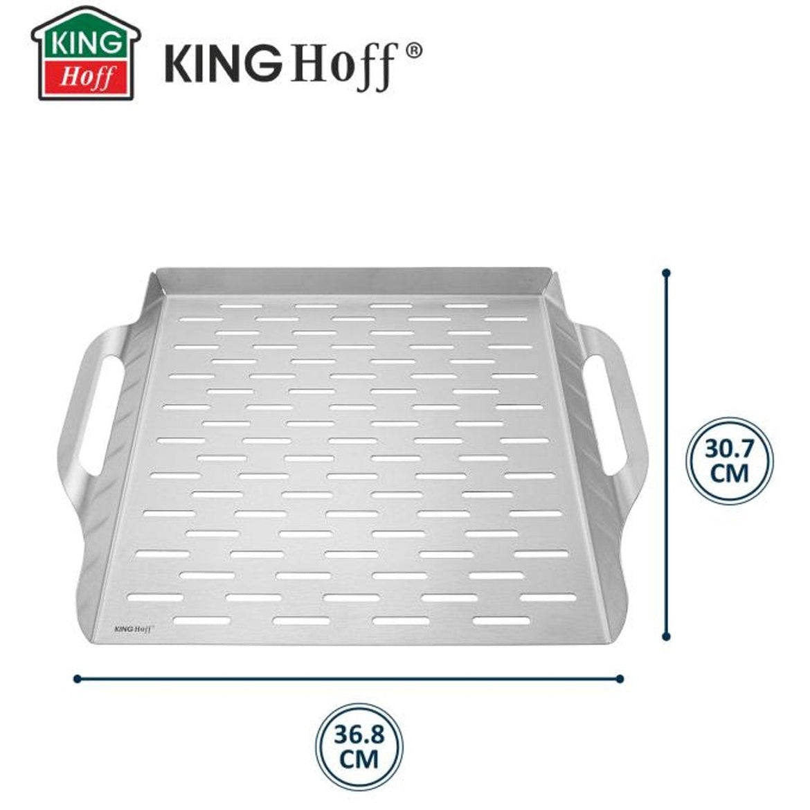KINGHoff KH-1917 Diepe Grillbak - Roestvrijstalen Barbecue Bak 37x31 cm - Met Rand en Handvatten