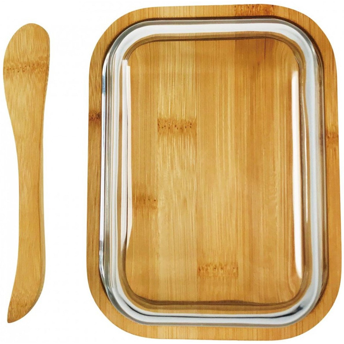 Kassel 93564 - Botervloot - bamboe en glas - met bamboe mes