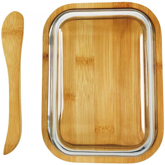 Kassel 93564 - Botervloot - bamboe en glas - met bamboe mes