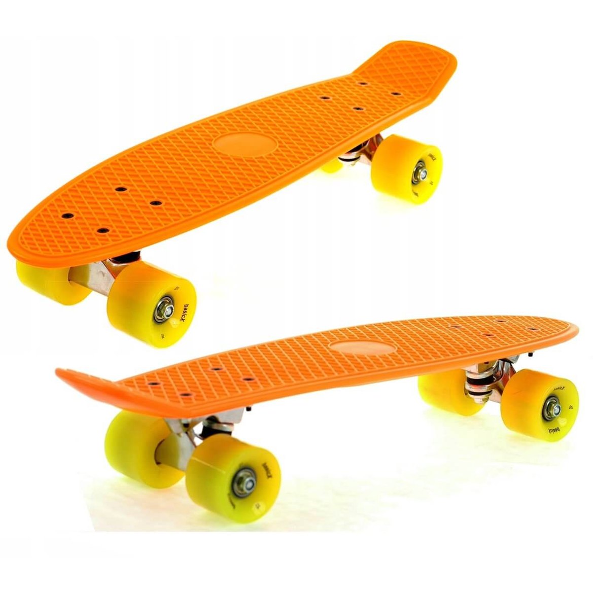 Kiamo Pennyboard – Mini Skateboard 57cm – Oranje Deck met Gele Wielen – ABEC-5 – Max. 100kg