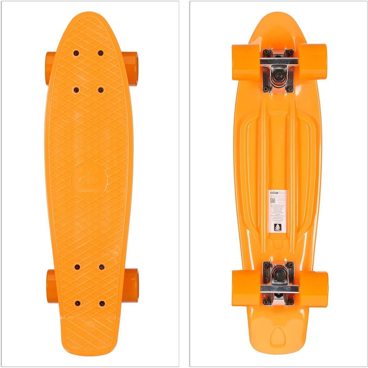 Kiamo Pennyboard – Mini Skateboard 57cm – Oranje Deck met Gele Wielen – ABEC-5 – Max. 100kg