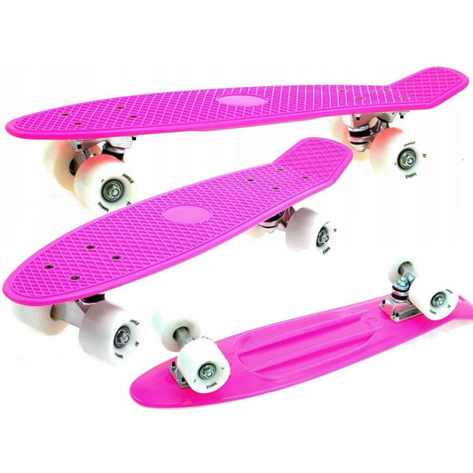Kiamo Pennyboard – Mini Skateboard 57cm – Roze Deck met Witte Wielen – ABEC-5 – tot 100kg