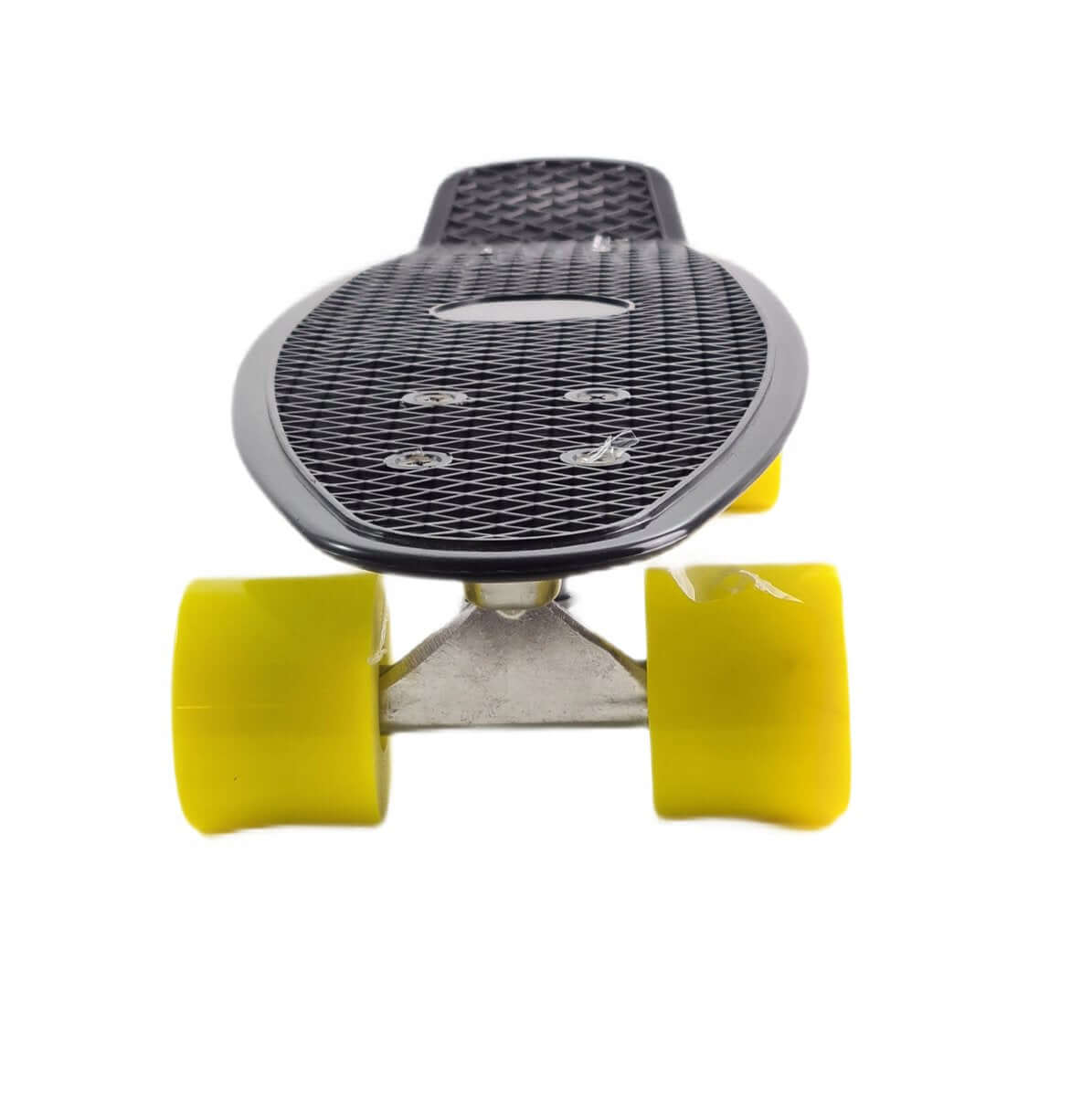 Kiamo Pennyboard – Mini Skateboard 57cm – Zwart Deck met Gele Wielen – ABEC-5 – PU-dempers – Max. 100kg
