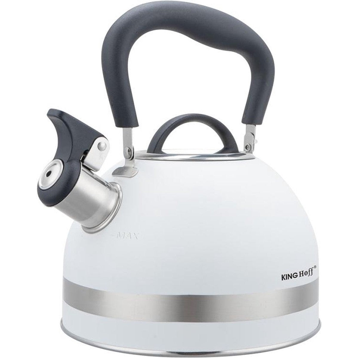 KingHoff RVS Fluitketel 1,8L Wit – Compact, Met Fluitsignaal en Ergonomisch Handvat