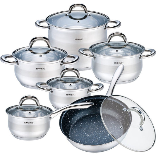 Kinghoff 1098 pannenset - 12 delig - RVS - Alle warmtebronnen