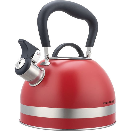 Kinghoff 1853 - Fluitketel met fluit - 1.8 liter - RVS - Rood