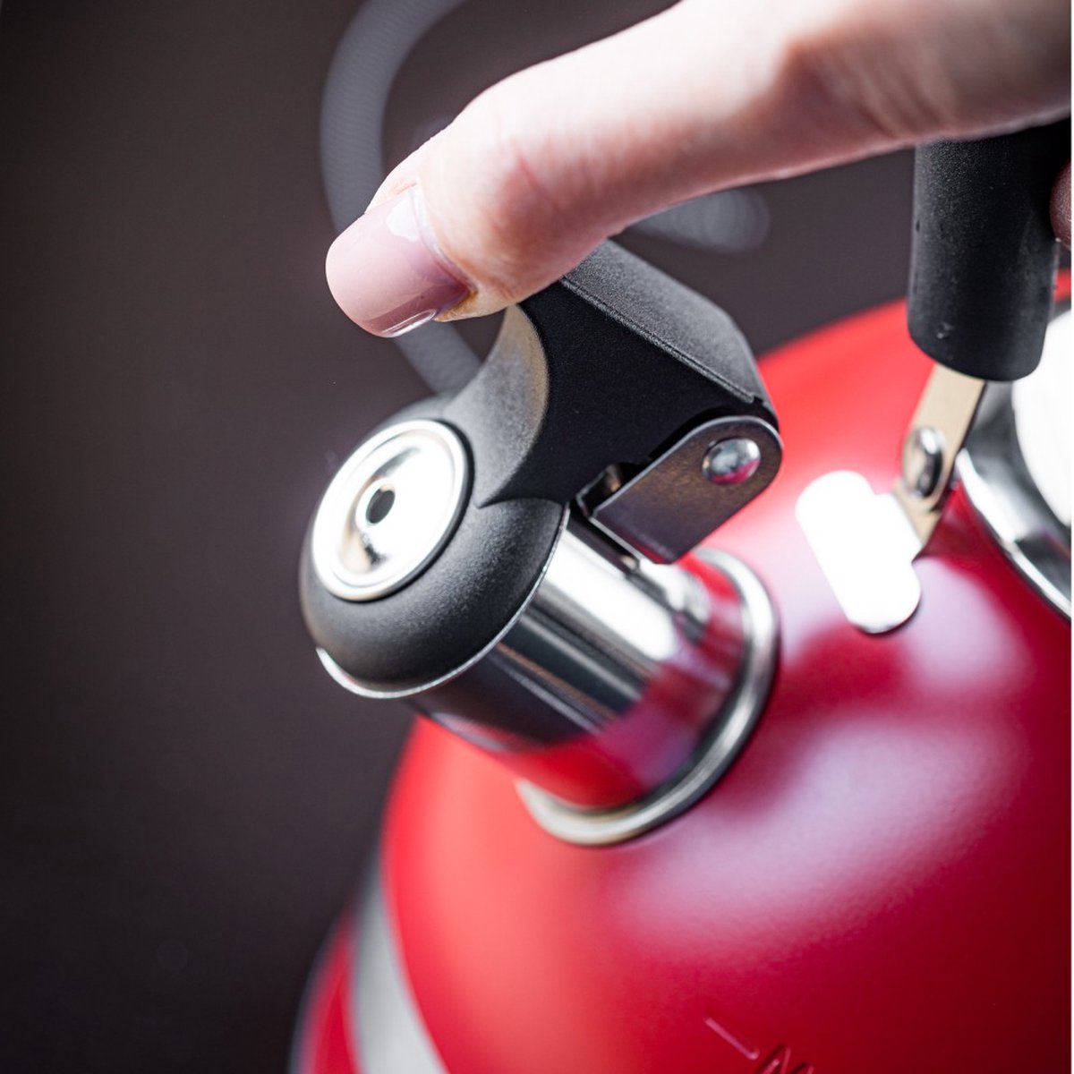 Kinghoff 1853 - Fluitketel met fluit - 1.8 liter - RVS - Rood