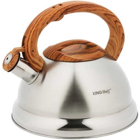 Kinghoff 3336 - Fluitketel - 3 liter - RVS - bruin - met fluit