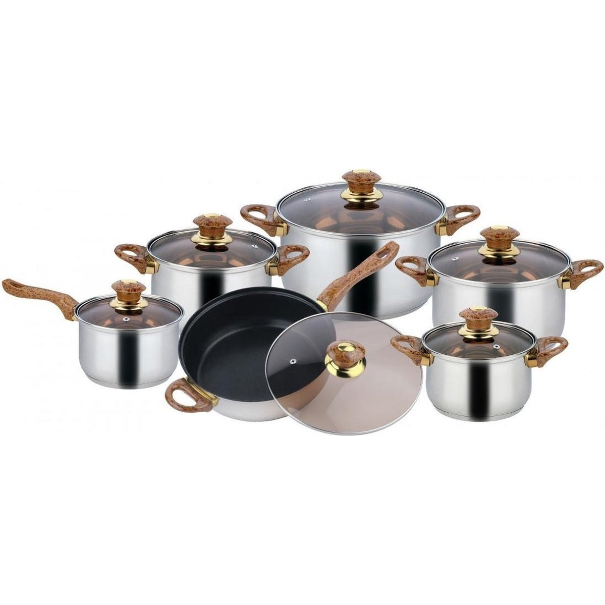 Kinghoff 4443 pannenset – 12 delig – RVS – Alle warmtebronnen