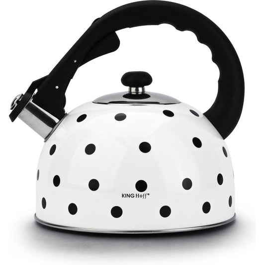 Kinghoff Fluitketel wit stippel - 2,6 l