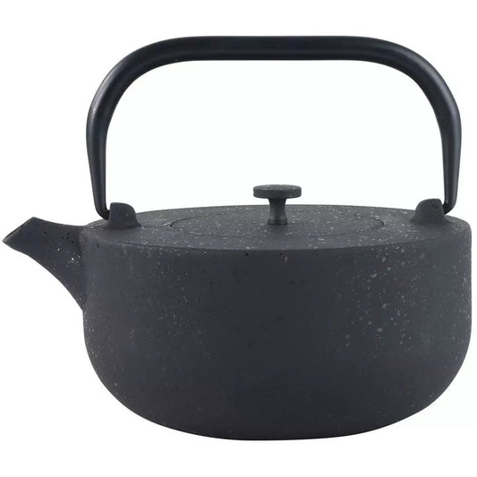 Kinghoff Gietijzeren Theepot met Filter - 1,1 Liter, Hoogwaardig RVS Filter, Comfortabele Handgreep, Traditioneel Design, Zwart -