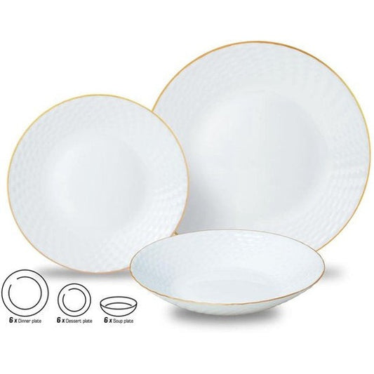 Kinghoff - Glazen Dinerset - 18 delig met gouden rand - Luxe en Functionaliteit met Gouden Accenten