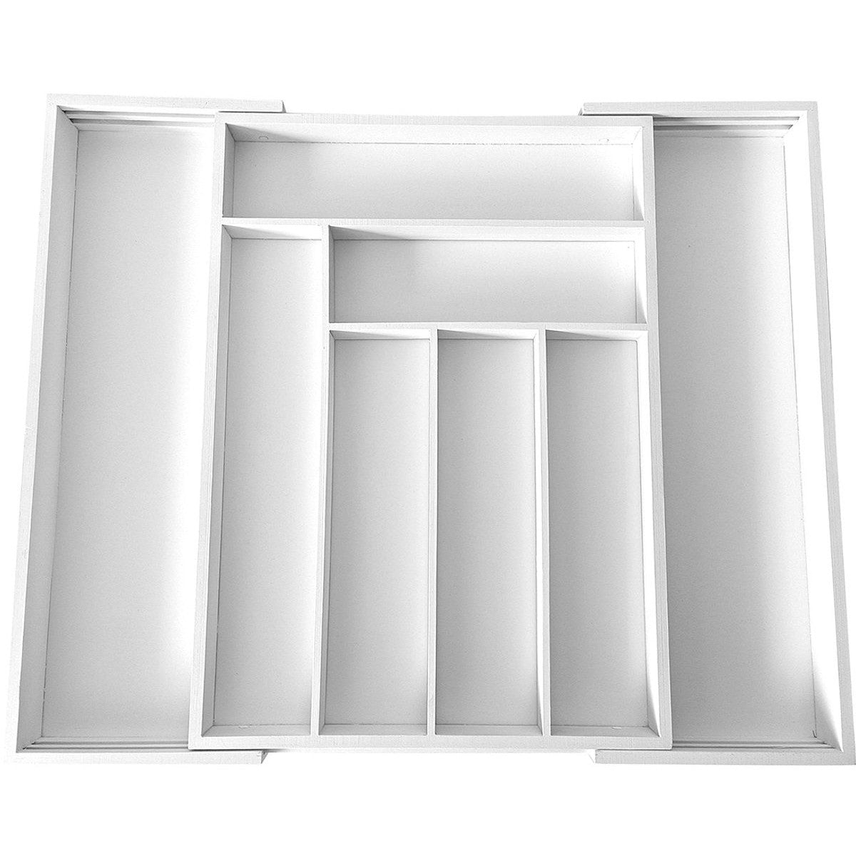 Kinghoff KH1748 Bamboe Lade-Organizer – Uitschuifbaar (31,5-52 cm), 8 Vakken, Wit - Besteklade Organizer - Bestek Organizer