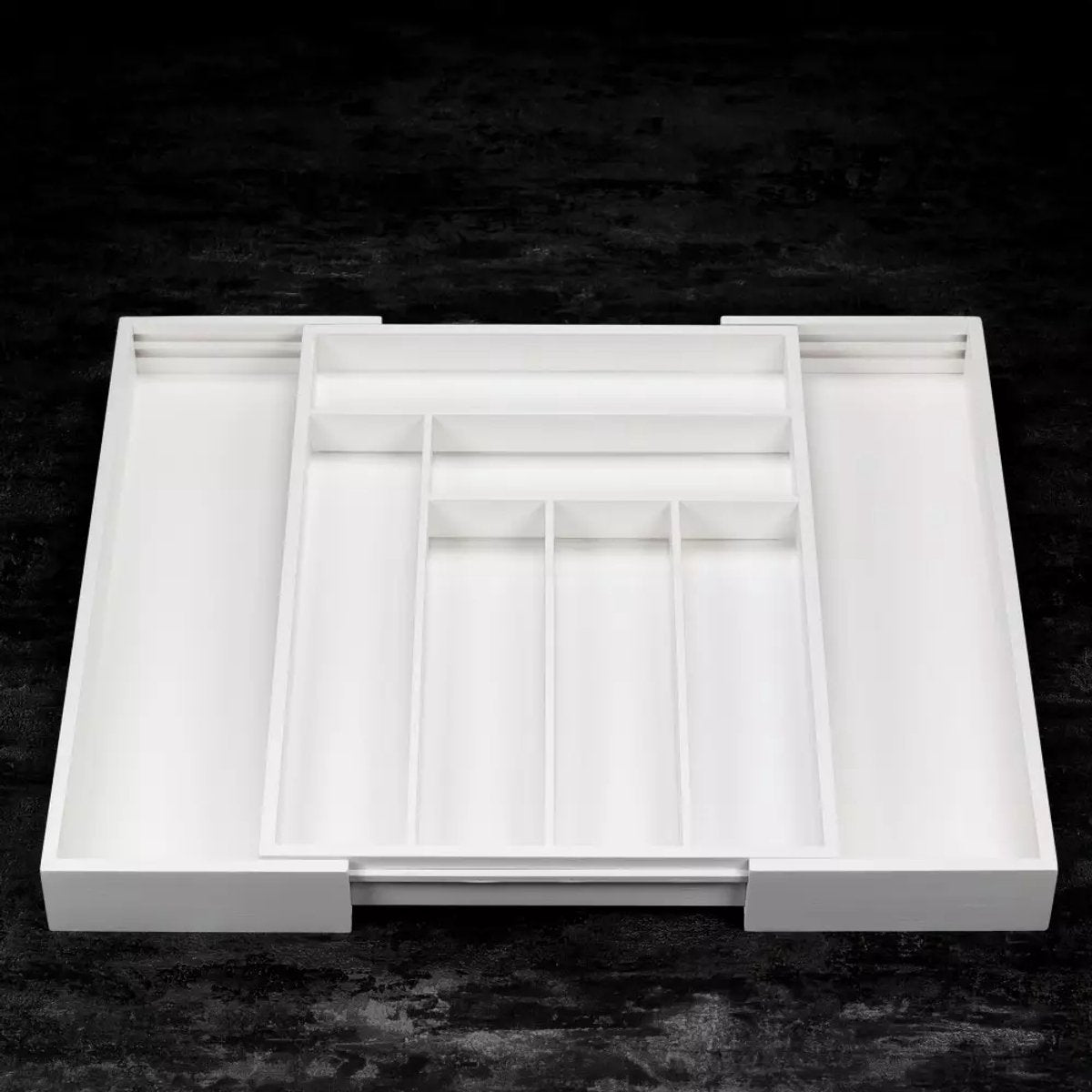 Kinghoff KH1748 Bamboe Lade-Organizer – Uitschuifbaar (31,5-52 cm), 8 Vakken, Wit - Besteklade Organizer - Bestek Organizer