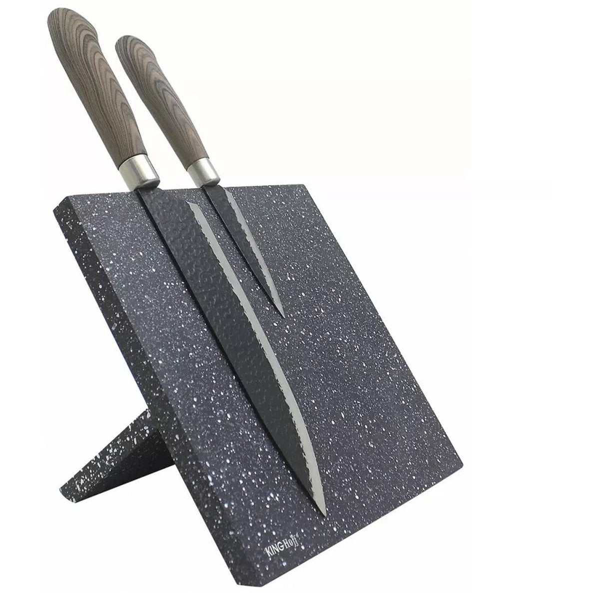 Kinghoff Magnetisch Messenblok - Universeel Zwart Gemarmerd Magnetisch Messenrek - Modern Keukenaccessoire (21,5 x 21,5 cm)