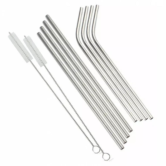 Kinghoff RVS Drinkrietjes Set - 8 Delig - Eco-vriendelijk - Met Schoonmaakborstel en Opbergtas - Model KH1357