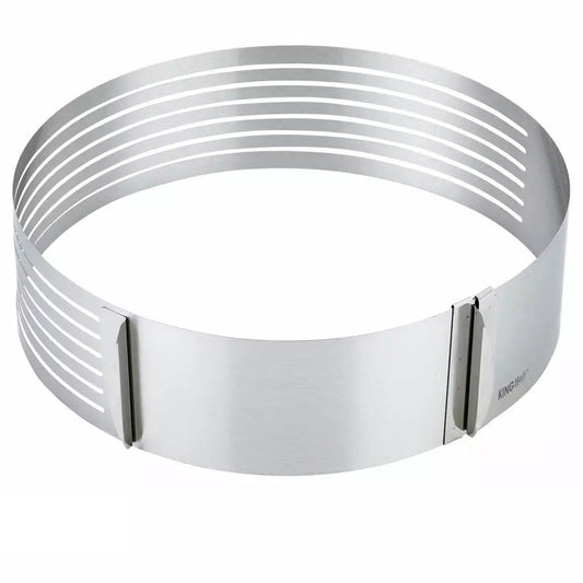 Kinghoff Set van 3 Cake Ringen - Roestvrij Staal - Ø 24-30 cm x 8,5 cm Hoogte - Verstelbare Diameter - Cakevorm - Bakvorm - Verstelbaar