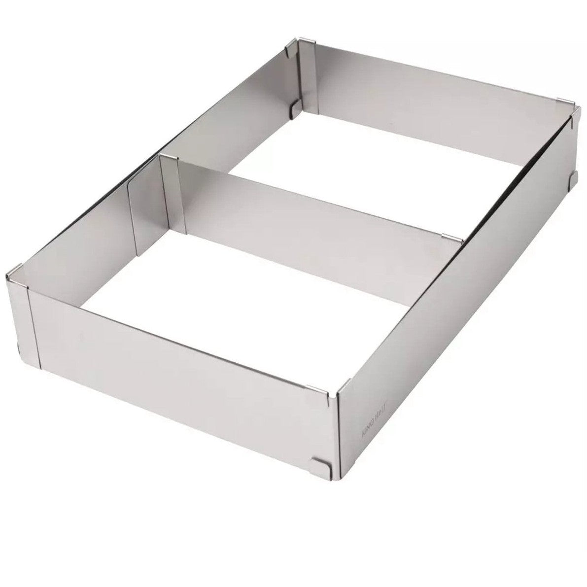 Kinghoff Vierkante Verstelbare Cakevorm – Roestvrij Staal, Met Schuifwand, 27,5x18,5 tot 52,4x34 cm - Bakvorm - Taartvorm