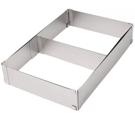 Kinghoff Vierkante Verstelbare Cakevorm – Roestvrij Staal, Met Schuifwand, 27,5x18,5 tot 52,4x34 cm - Bakvorm - Taartvorm