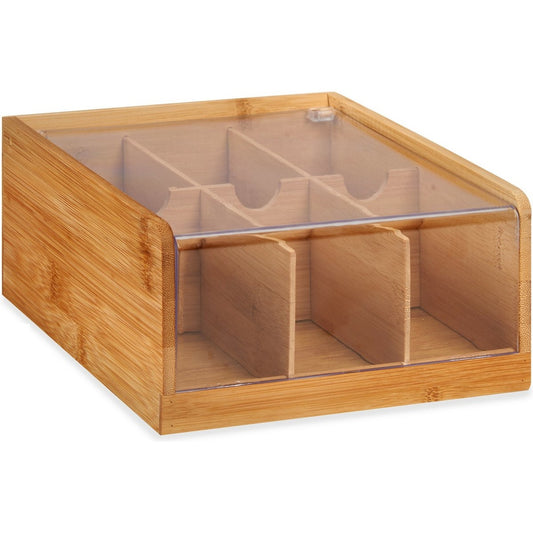 Kinvara Theedoos/Sorteerdoos 6-vaks - hout - bruin - 22x20x10 cm - Opberg box