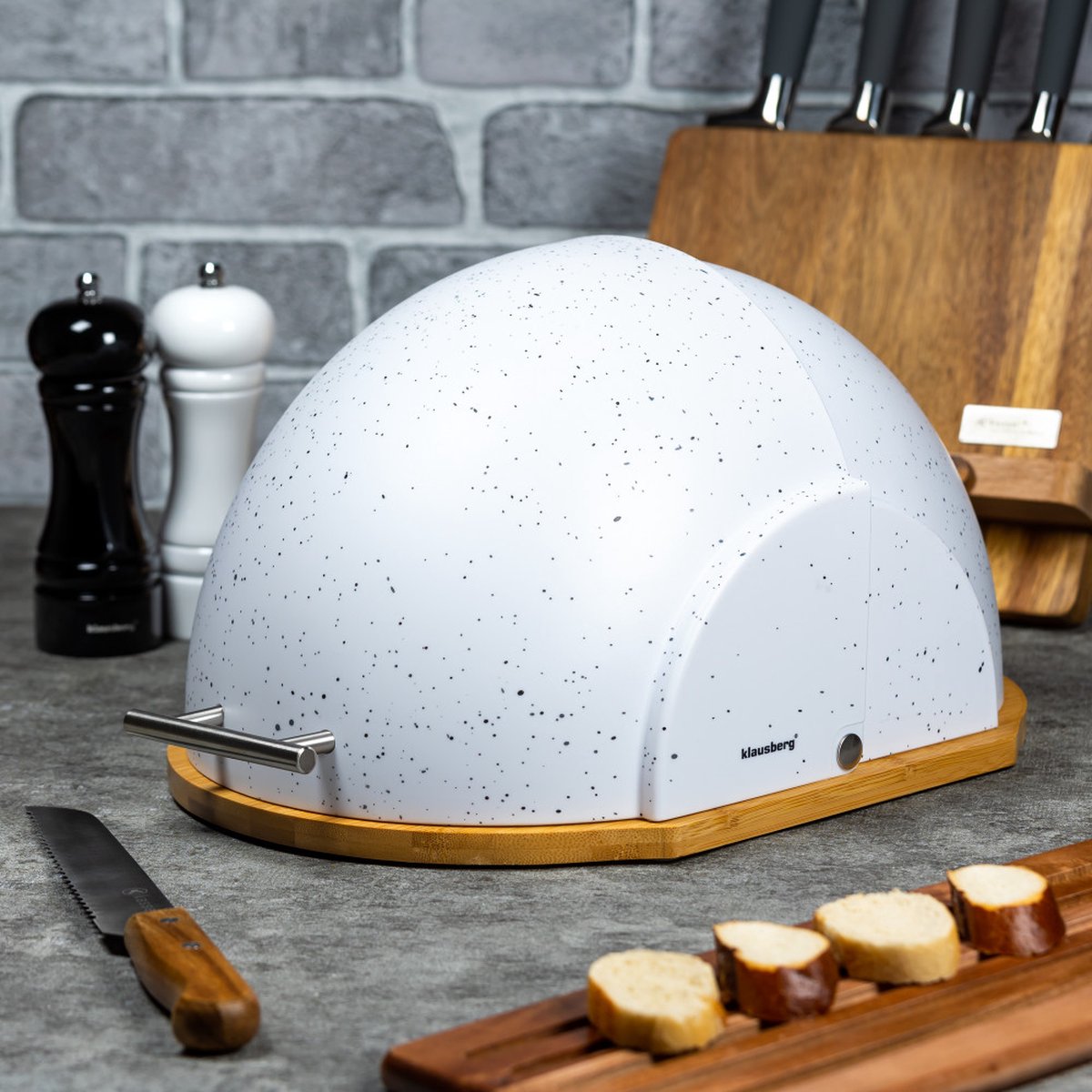 Klausberg 7094 - Broodtrommel - marmer kleur - Acryl - bamboe