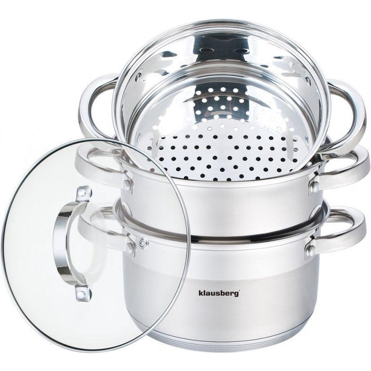 Klausberg 7136 - stoompan - 4 delig - 18cm - rvs - alle warmtebronnen