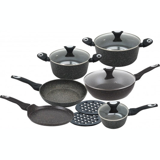 Klausberg 7201- pannenset - 12 delig - keramisch - gesmeed aluminium - alle warmtebronnen - non stick - inductie - zwart