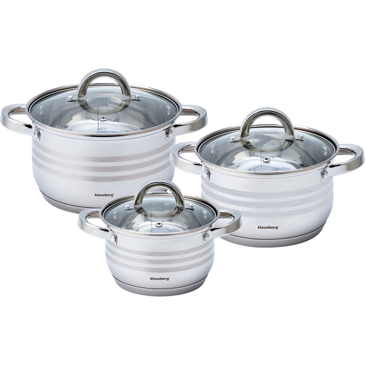 Klausberg 7693 - 6 delige pannenset - kookpannen - 16-18-20 cm - met deksel