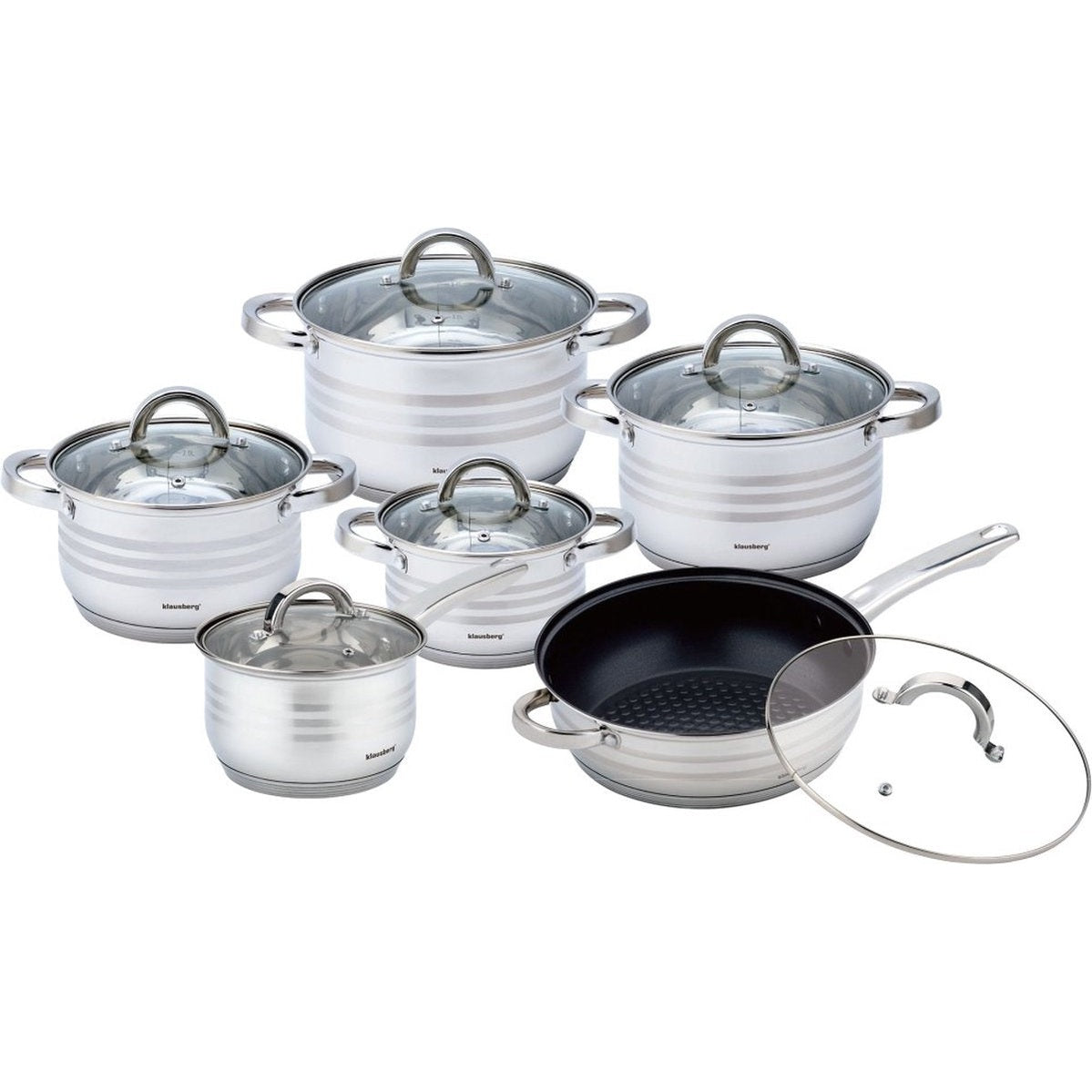 Klausberg 7698 - 12 delige pannenset - kookpannen - 16-16-18-20--24-24 cm - met deksel