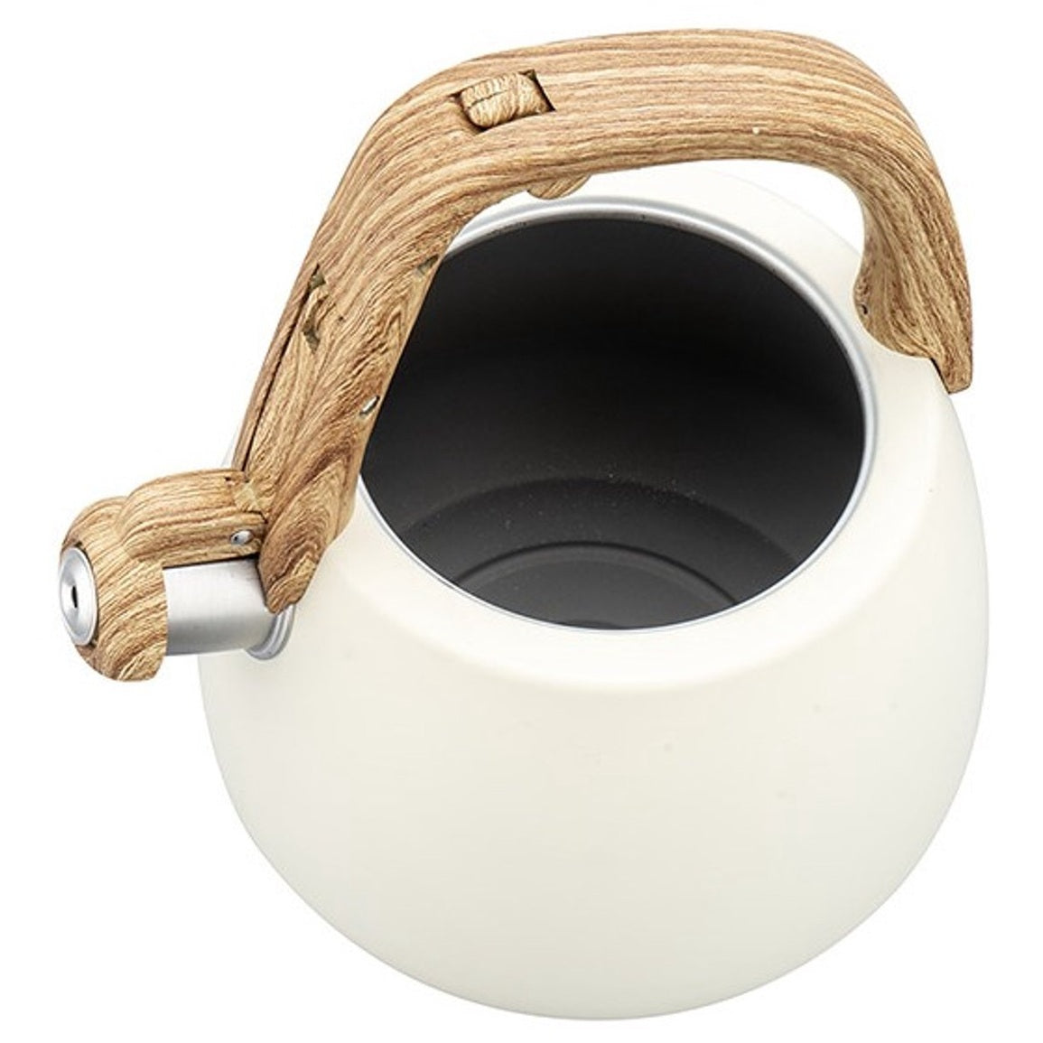 Klausberg 7775 - Fluitketel met fluit - 2.5 liter - RVS - Wit met houten handgreep - MODESTNOVA