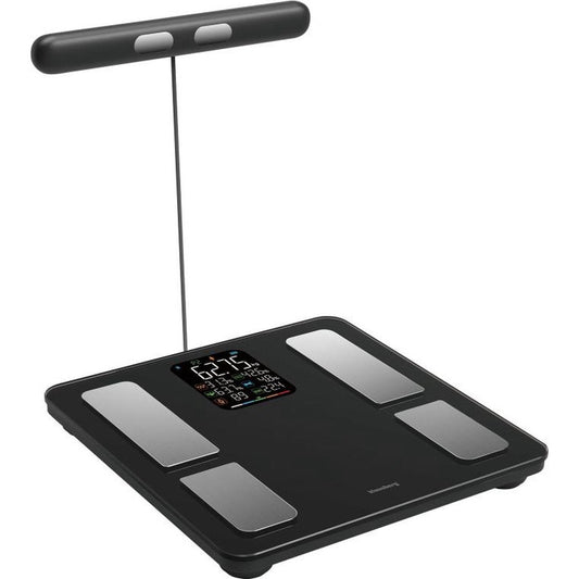 Klausberg 7856 - Slimme Bluetooth Personenweegschaal met Lichaamsanalyse en Handgreep – Gewicht, BMI, Vetpercentage, Spiermassa, Kleurendisplay - zwart