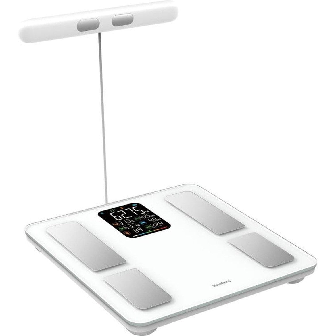 Klausberg 7857 - Slimme Bluetooth Personenweegschaal met Lichaamsanalyse en Handgreep – Gewicht, BMI, Vetpercentage, Spiermassa, Kleurendisplay -wit