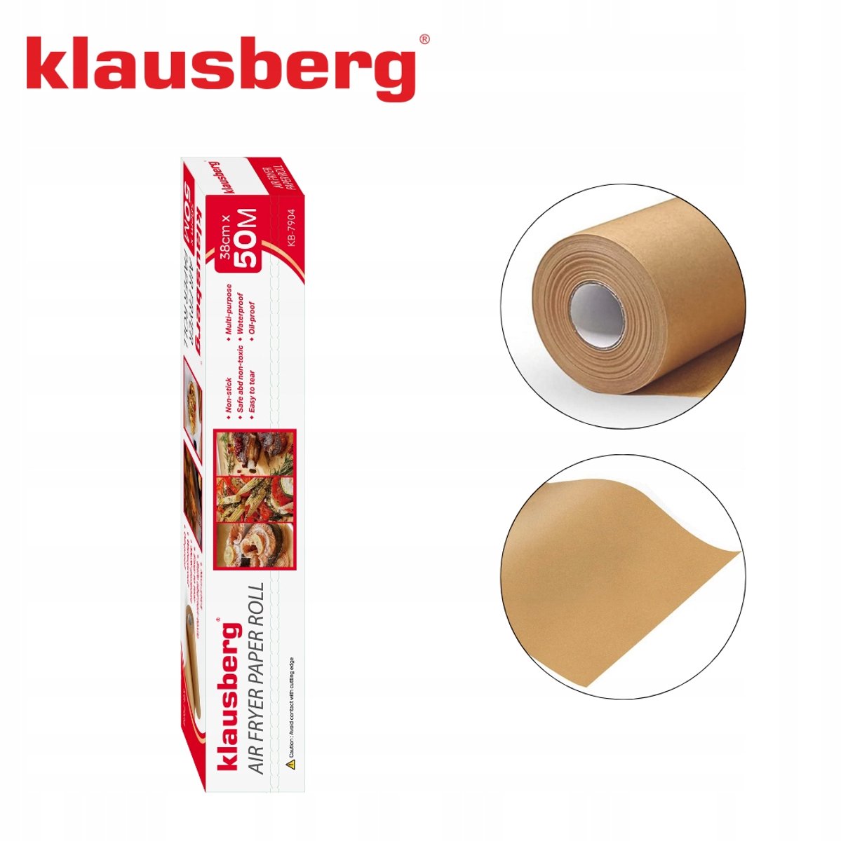 Klausberg Bakpapier Pergamin 50m – 38cm Breed – KB-7904 – Bruin – Voor Airfryer & Oven