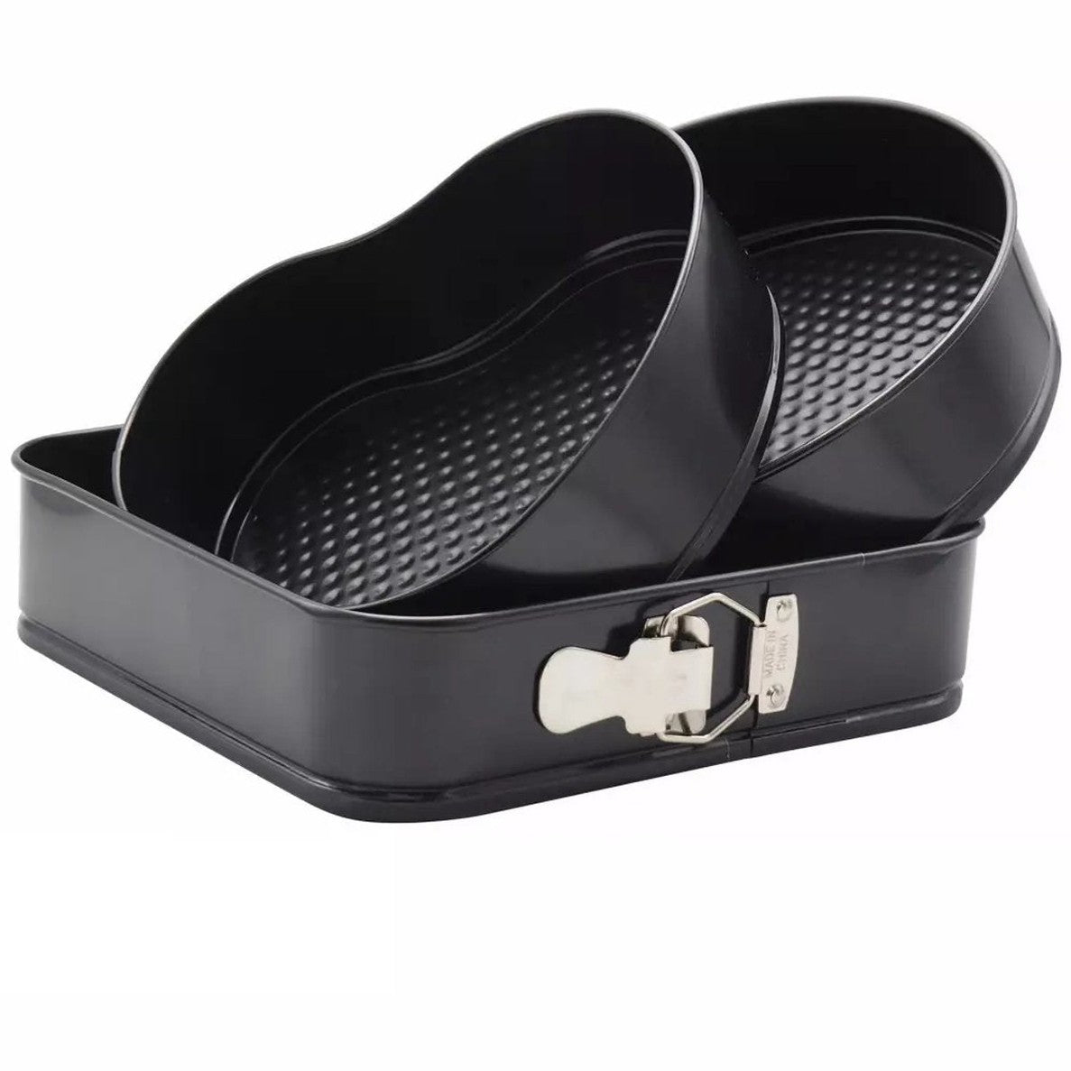 Klausberg Bakvormen Set - 3 Delig - Anti-Aanbaklaag - Vierkant, Hartvormig, Rond - Model KB7184