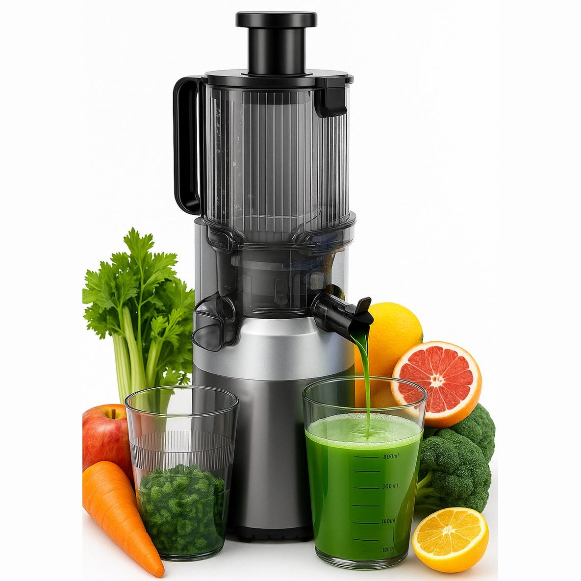 Klausberg KB-7881 Slowjuicer – Groenten- en Fruitpers | Cold Press | Brede XXL 113mm Invoer | RVS Behuizing | Stille Werking