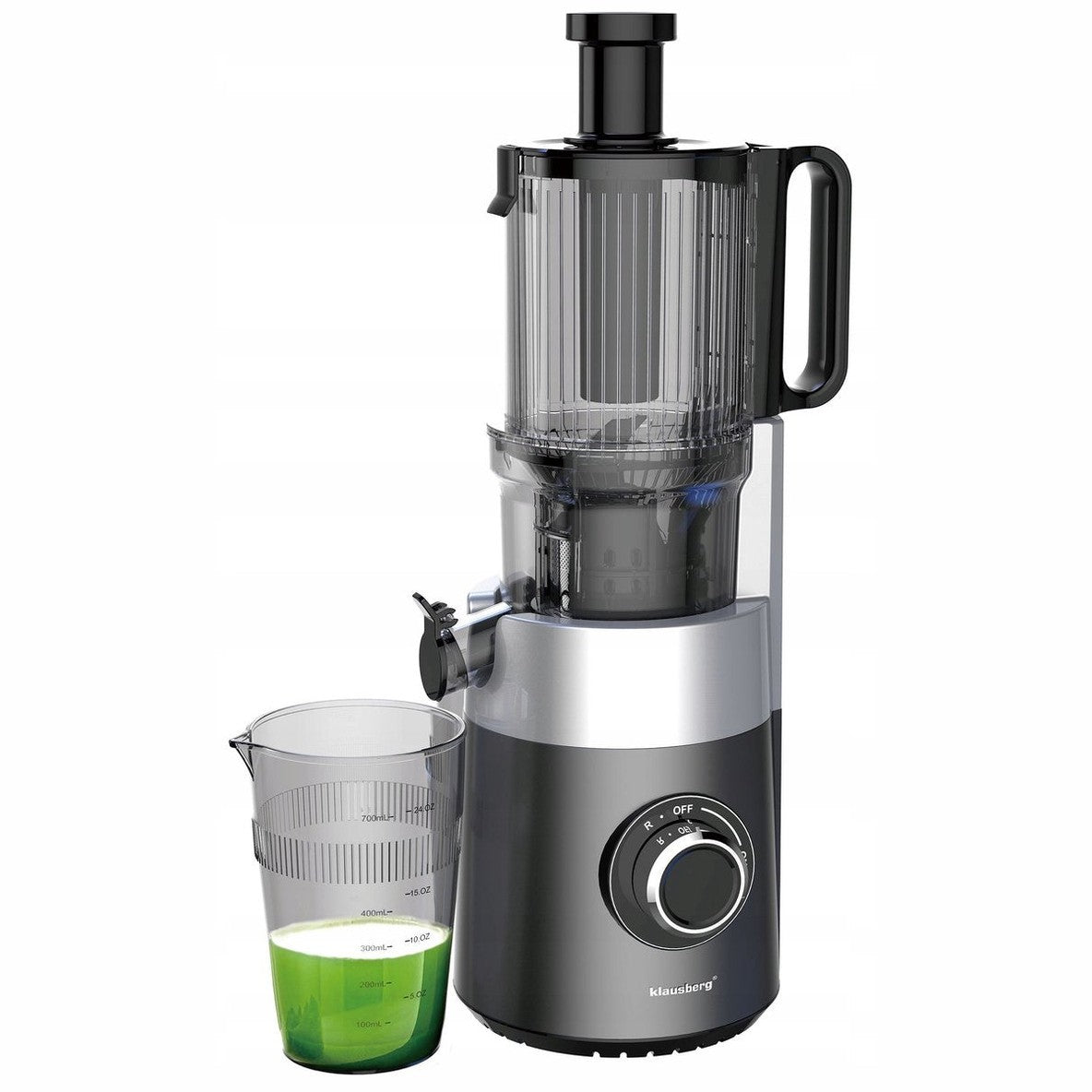 Klausberg KB-7881 Slowjuicer – Groenten- en Fruitpers | Cold Press | Brede XXL 113mm Invoer | RVS Behuizing | Stille Werking