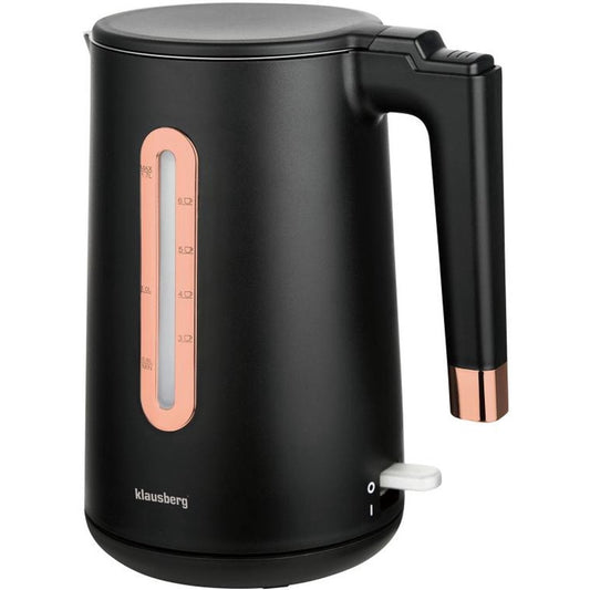 Klausberg KB-7889 Elektrische Waterkoker - 1,7L - Zwart/Rose Goud - 2200W - RVS & PP - Veilig & Stijlvol - Rose Gold